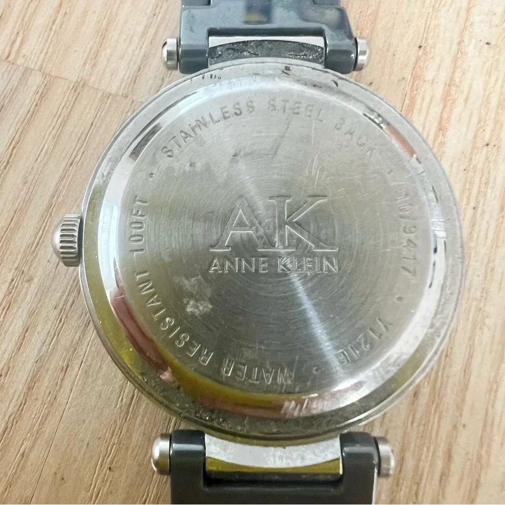 Anne Klein ladies blue mother of pearl dial ceramic dress watch NEW BATTERY